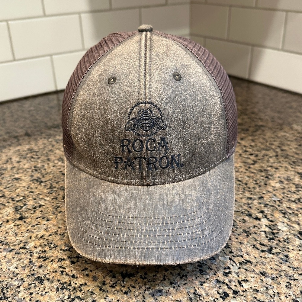 Roca Patrón AHEAD Trucker Hat Strap Back Distressed Brown Grey Classic Cut